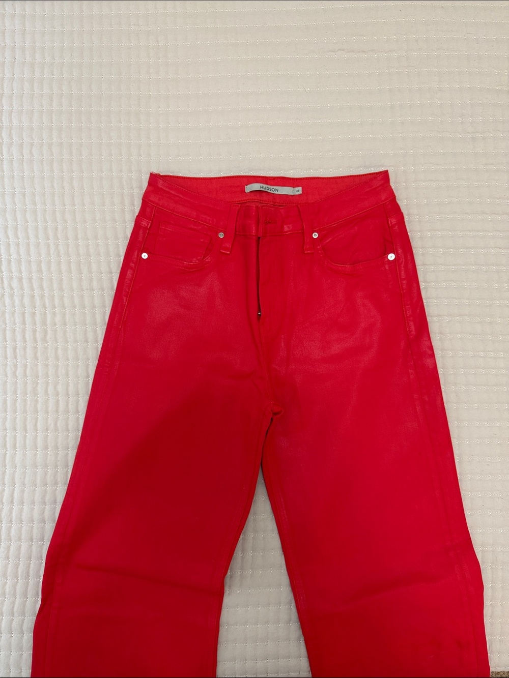 Hudson Jeans Red Wide-Leg High-Rise Jeans
